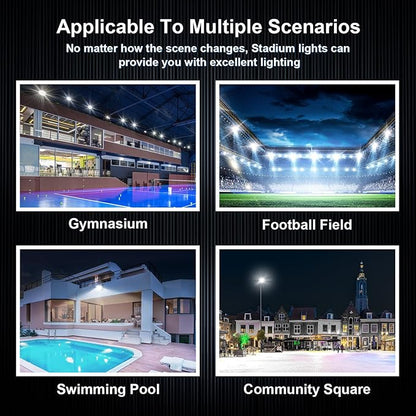 360W LED Stadium Lights Ultra-Brightness 50800 Lumen 5000K Daylight Outdoor Stadium Floodlights Commercial IP65 Field Arena Light with Adjustable Bracket 2 Pack