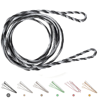 Deerseeker Flemish D97 Bow String Handmade Twist Bowstring 16 Strands 54-70in Fast Flight for Traditional Longbow Recurve Bow Replacement Archery Accessories (Gray+Black, AMO 56"(Actual Length 52"))