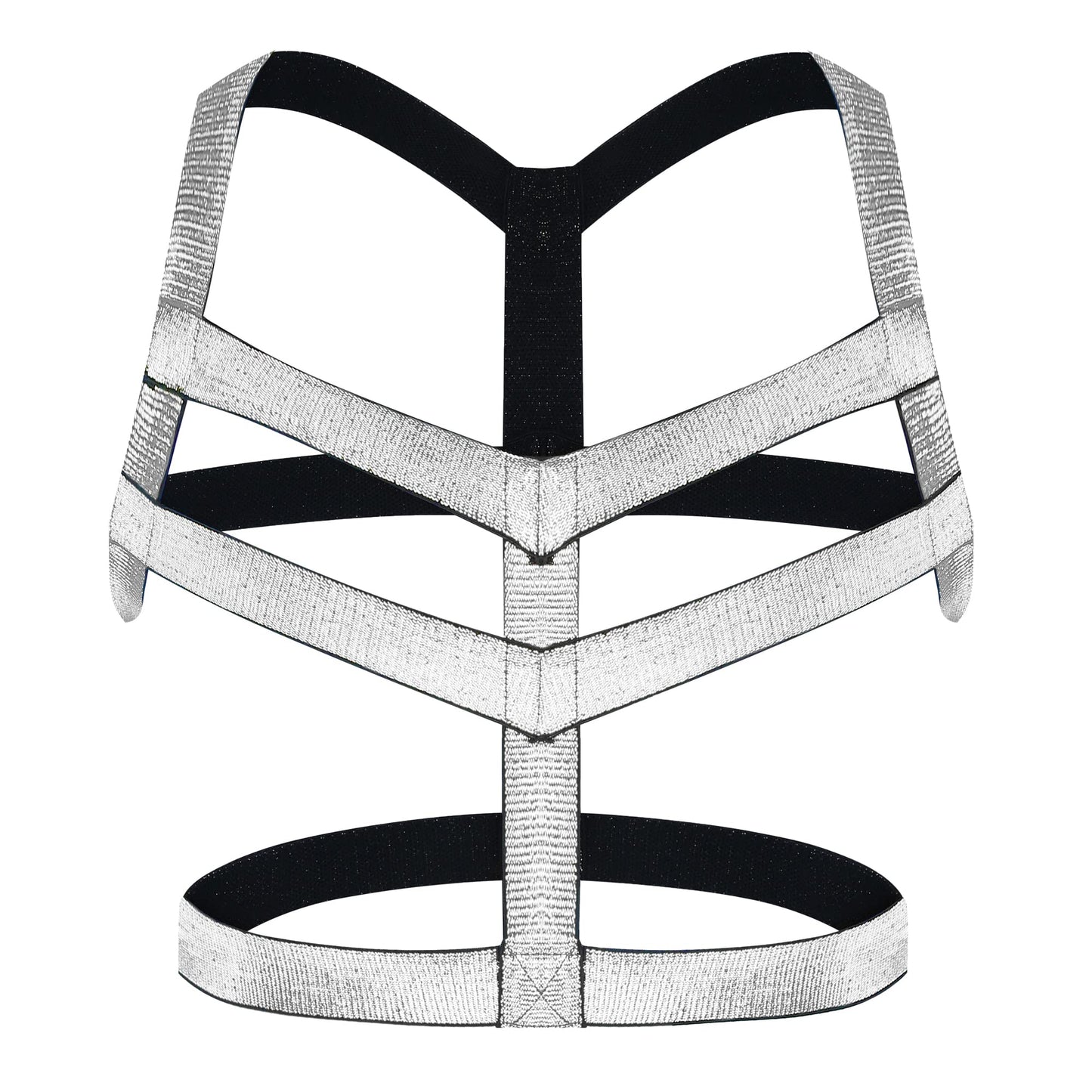Man Harness Belt Body Chest Elastic Halter Nylon Shoulder Strap Club Wear Tops Black Silver