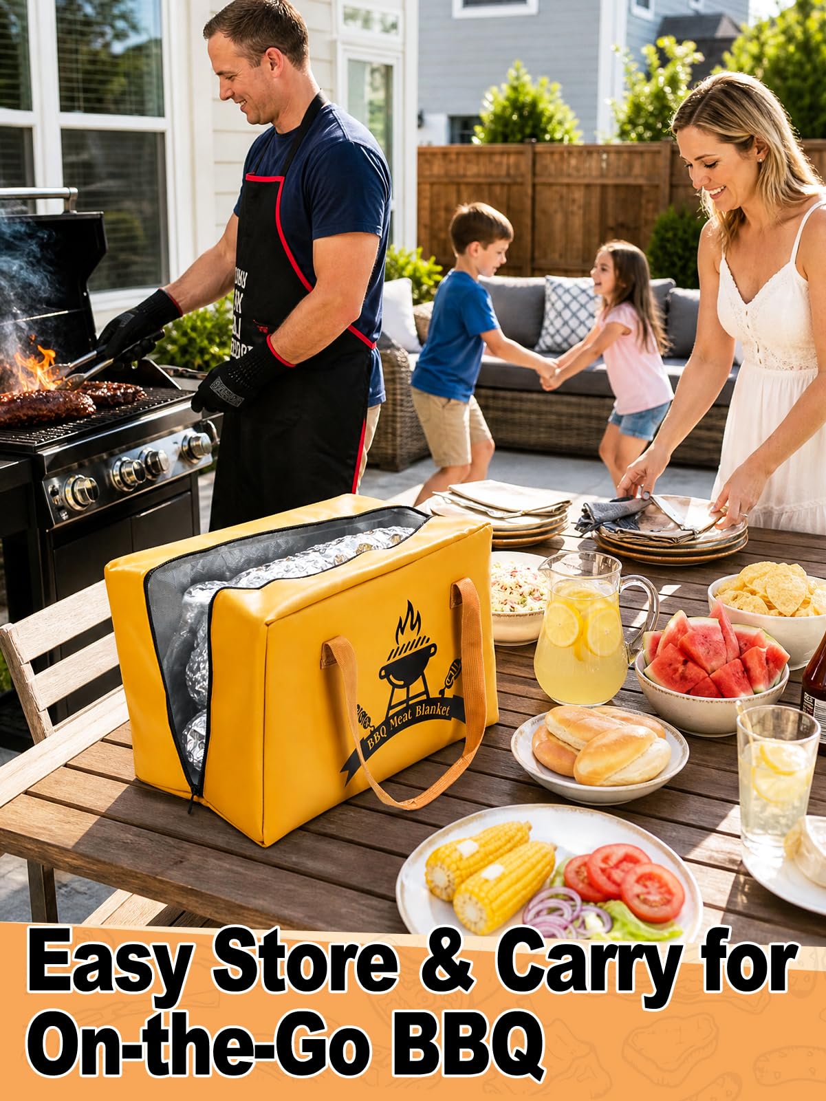 Apipi PU Leather BBQ Blanket for Resting Meat - 8.6" x 10" x16" Easy Clean Insulated Meat Resting Bag for BBQ Accessories, Grilling Father’s Day Gifts for Men