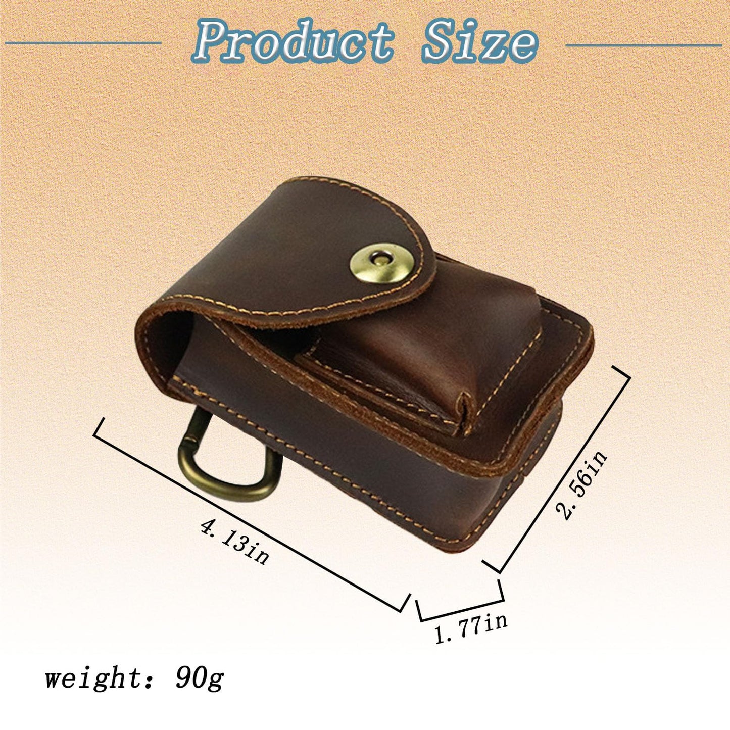WJXFHTD Leather Cigarette Case, Metal Clasp Cigarette Case Leather Cigarette Case for Women Cigarette Case That Can Hold a Lighter (Coffee)