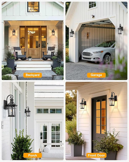 Motion Sensor Outdoor Wall Lights, Black Dusk to Dawn Porch Light Wall Mount, Exterior Lighting Fixtures, Outdoor Wall Sconce Lantern with Adjustable Sensor Range, Coach Lights for Garage Patio