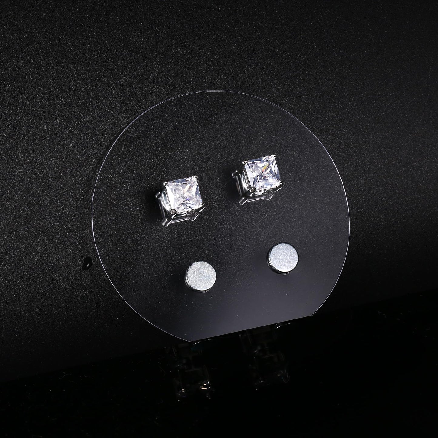 Yadoca 4 Pairs Stainless Steel Magnetic Stud Earrings for Men Women Non-Piercing Clip On Earrings Cubic Zirconia 4-7 mm