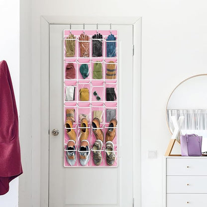 Simple Houseware 24 Pockets Large Clear Pockets Over The Door Hanging Shoe
