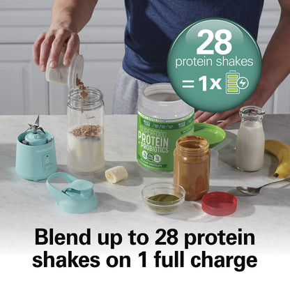 Hamilton Beach Mini Cordless Portable Personal Blender for Shakes and Smoothies, USB Rechargeable, 16 oz. Jar with Leakproof Travel Lid, 6 Stainless Steel Blades, Pink (51181)