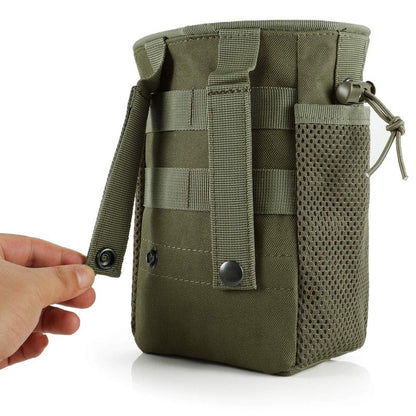 FRTKK Tactical Molle Drawstring Magazine Dump Pouch Outdoor Ammo Pouch, Adjustable Military Utility Belt Fanny Hip Holster Bag (2 Pack-Army Green)