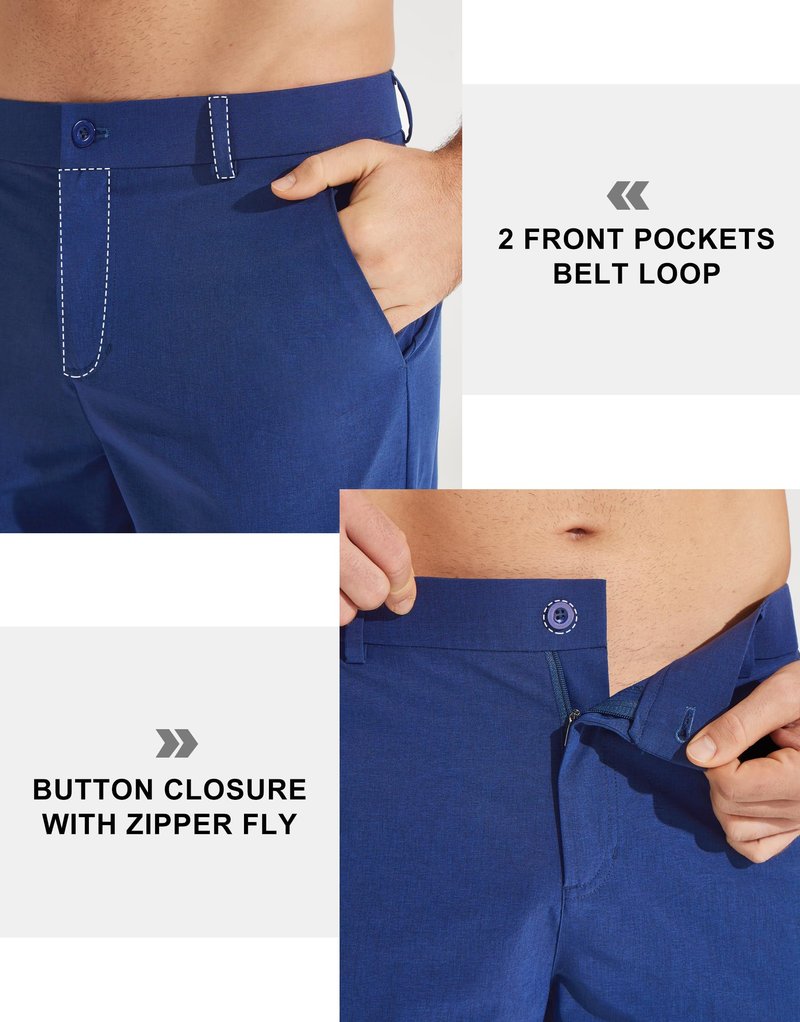 Libin Men's Dress Pants 32" Comfy Business Casual Golf Pants Quick Dry Lightweight Clothing for Men Travel Vocation Work Trousers Water Resistant, Royal Blue, 40W x 32L