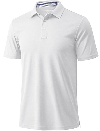 MAGCOMSEN White Polo Shirts for Men Short Sleeve Performance Moisture Wicking Golf Polos Athletic Work Casual Plain Collared Shirt