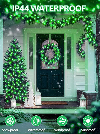 Upgraded 250LED C6 Connectable Halloween String Lights, 82FT Waterproof Green Lights for Outside, Fairy Twinkle Light Plug in with 13 Modes & Timer for Outdoor Indoor Party Tree Halloween Decorations