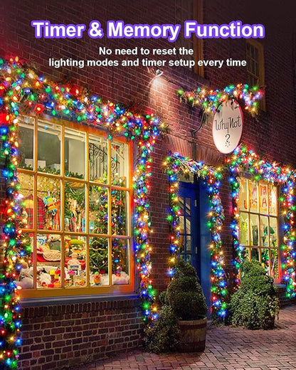 125FT 360 LED Christmas Lights, Plug in Christmas String Lights Connectable, Timer & Memory, Waterproof Twinkle Tree Light for Indoor Outdoor Patio Yard Holiday Decoration, Multicolor