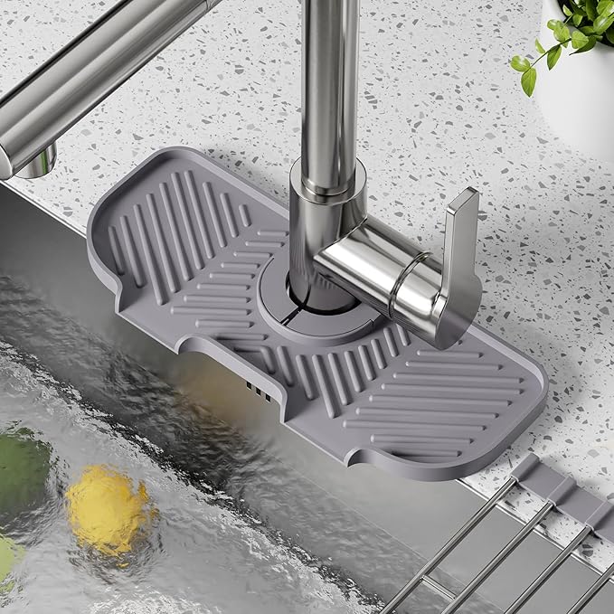 Faucet Mat for Kitchen Sink，6° Slope Sink Splash Guard，Splash Guard for Kitchen