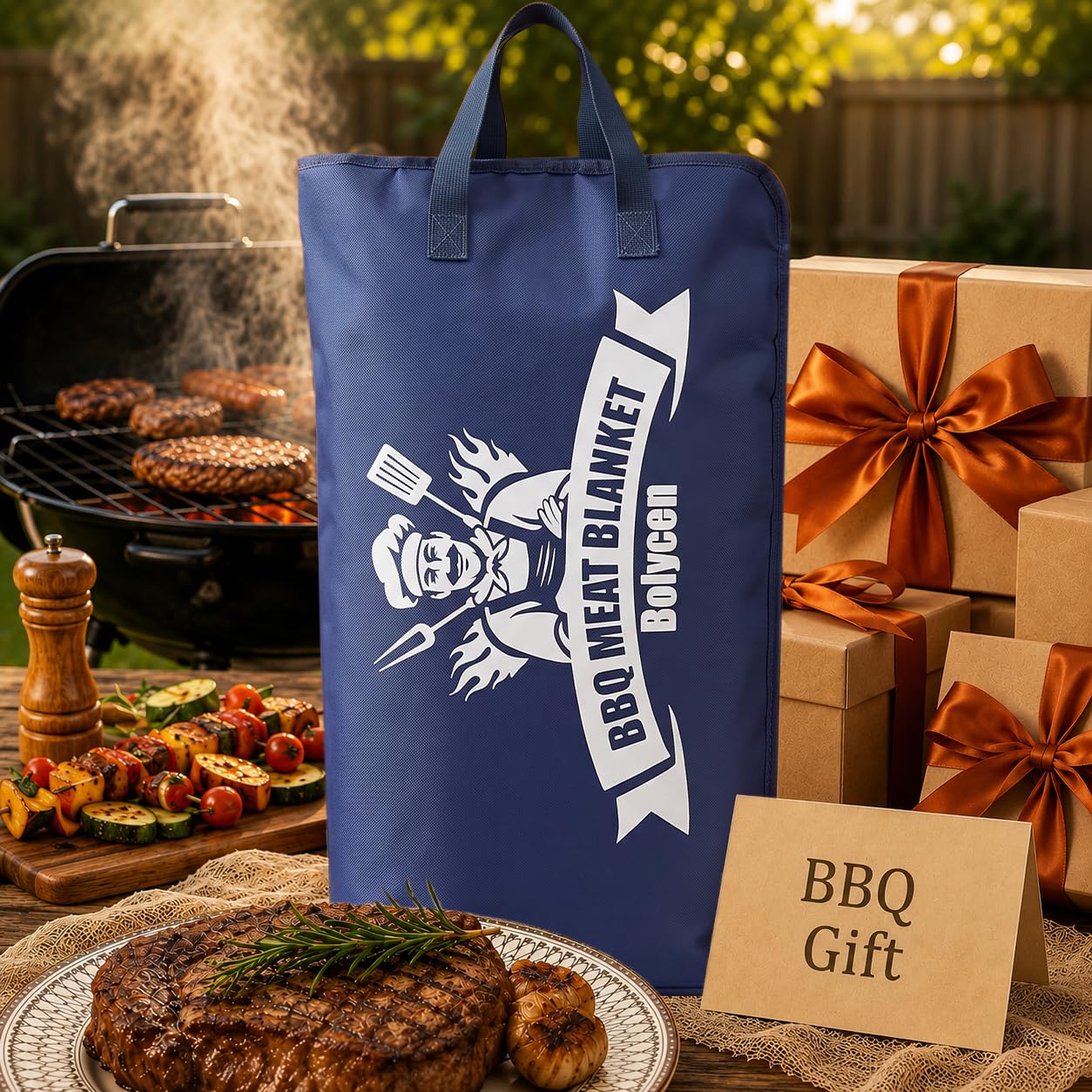Upgraded Insulated BBQ Blanket for Resting Meat-BBQ Smoker Accessories Gifts for Men Dad Husband-Air Fryer/Kitchen/Camping/Baking/Party Essential-Bag for Brisket/Steak/Pork Shoulder/Turkey (21inch)