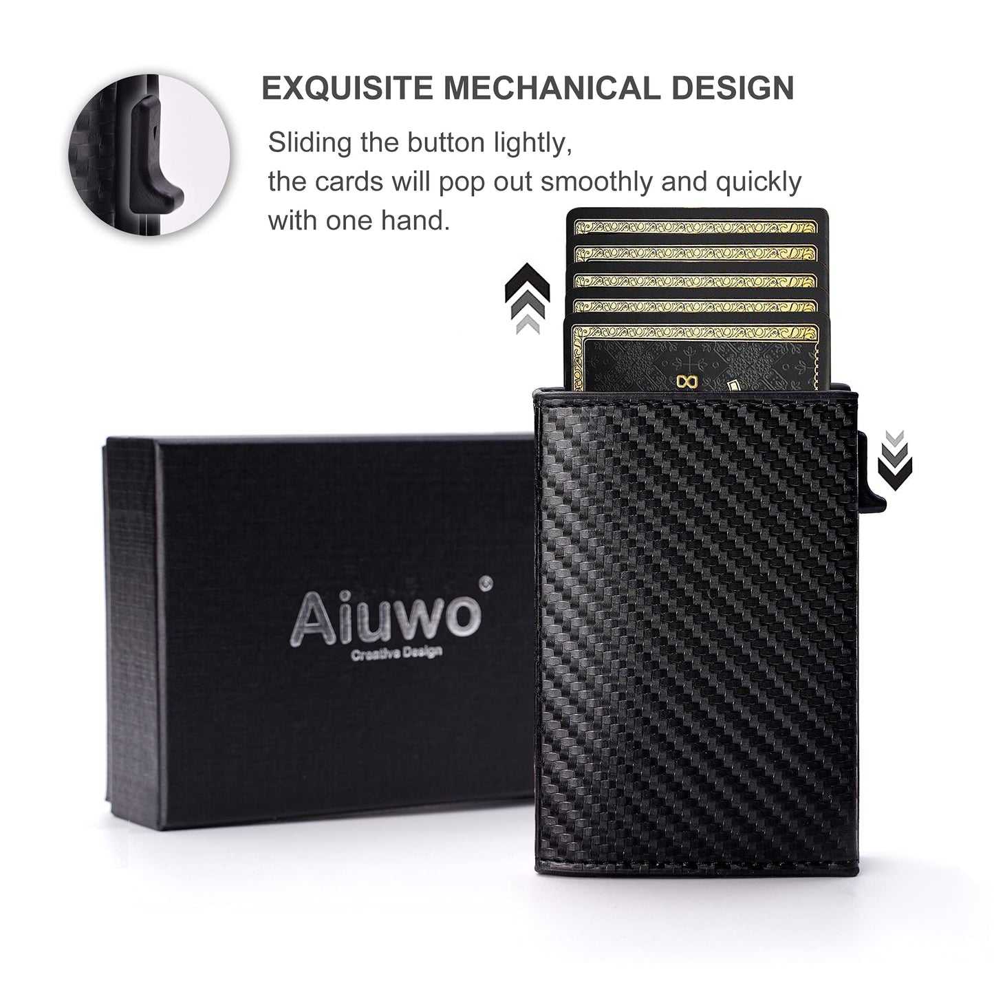 Aiuwo Wallet for Mens Wallet Card Holder,Smart,RFID Blocking,Slim Wallet for Front Pocket-8-12 Card Capacity (Pu Leather, Carbon Fiber)