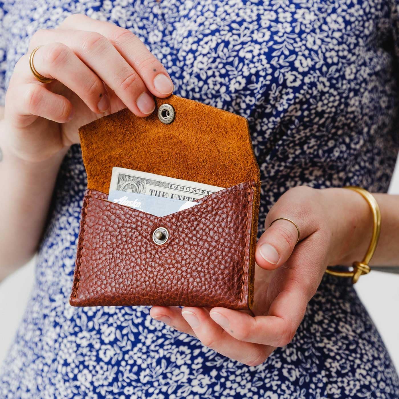Portland Leather Goods Mini Envelope Wallet for Women – Handmade from the Finest Full-Grain Hides – Features Two Interior Pockets with Secure Snap Closure – Nutmeg