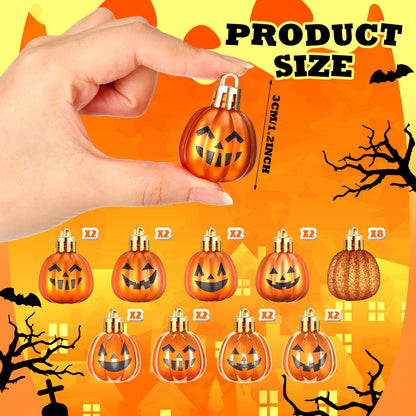 Realspring 36 Pcs Halloween Hanging Pumpkin Ornaments Spooky Mini Halloween Ball Ornaments with Expression Hanging Mini Pumpkin Wall Decor Scary Decorations for Tree Party Supplies