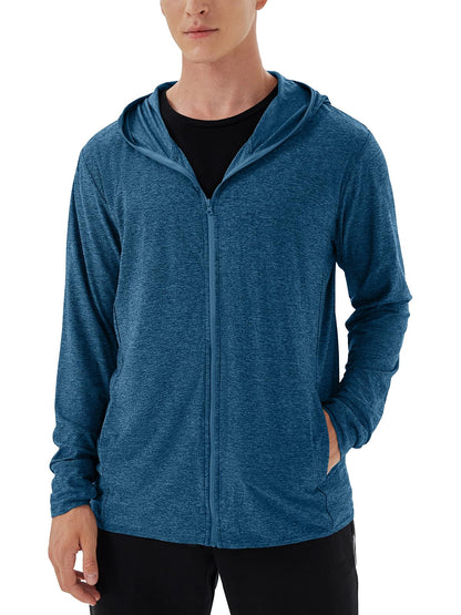 Woitury Mens UPF 50+ UV Full Zip Sun Protection Jacket Hoodie with Pockets Lightweight Fishing Hiking Cooling Shirts Dark blue 5XL