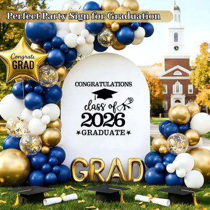 Tintisfafa Black Congrats Grad Decals Graduation Decals for Arch Backdrop Class of 2026 Vinyl Sticker Graduation Decals for Fabric Graduation Sign for Background