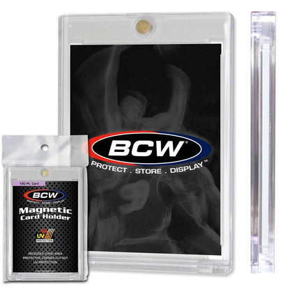 BCW Magnetic Card Holder -180 PT Thickness - 3 Pack | Protective Display Card Case with Secure Gold Magnet Closure | UV Protection, Quick Access Design for Sports, Gaming, and Collectible Cards