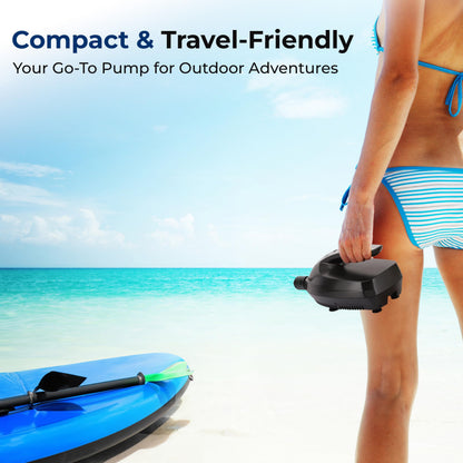 SereneLife Inflatable Paddle Board Pump Compressor - 16PSI High Pressure SUP Inflator - 12V DC Car Connector - Electric Air Pump for Paddle Boards, Boats, Rafts, Pool Toys, Water Sports