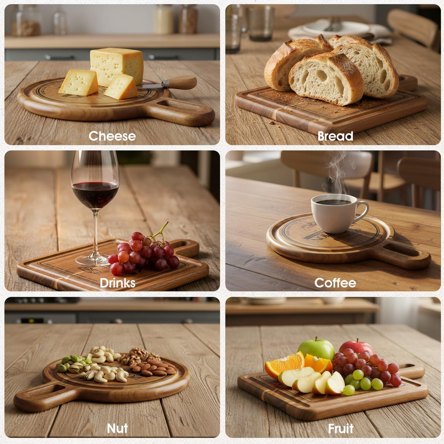 GleeNflux Mini Charcuterie Board Set with Handle, 2-Piece Small Acacia Wood Serving Tray & Wooden Cutting Board for Cheese, Fruit, Appetizers & Entertaining Gift