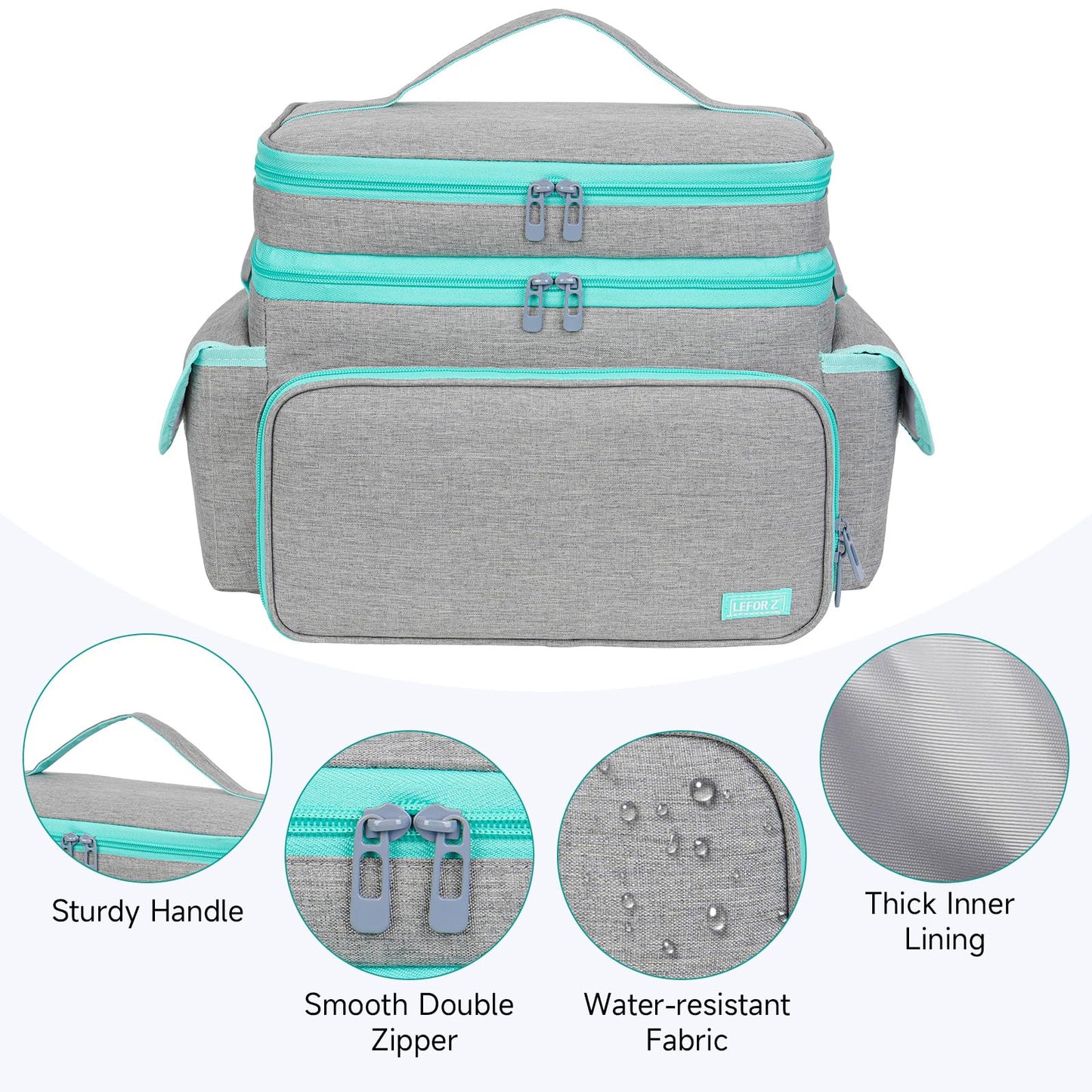 Large Sewing Supplies Organizer,Double-Layer Sewing Accessories Storage and Organizer Case Bag,Protable Travel Sewing Box Sewing Basket for Sewing Tools,Grey(Bag Only)