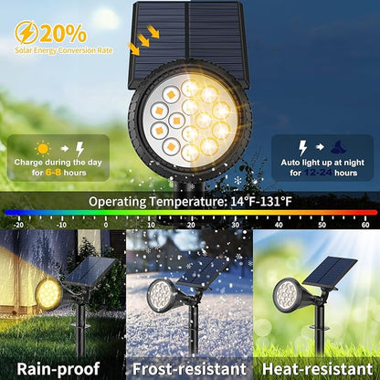 Solar Spot Lights Outdoor, 4 Modes/6 Pack Solar Spotlights Waterproof, 180° Adjustable Powered Landscape Lights, Outdoor Solar Lights for Yard Garden Pathway Flag Tree Wall Statue Warm White