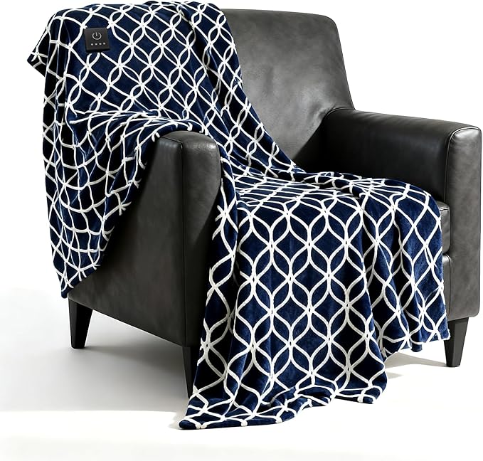 Heated Blanket Electric Throw Blanket with Built-in Button Controller 50"x60" One-Touch Ultra Cozy Soft Warm Heating Electric Blanket with 4 Heat Levels & 4 Hours Auto-Off Overheat Protection