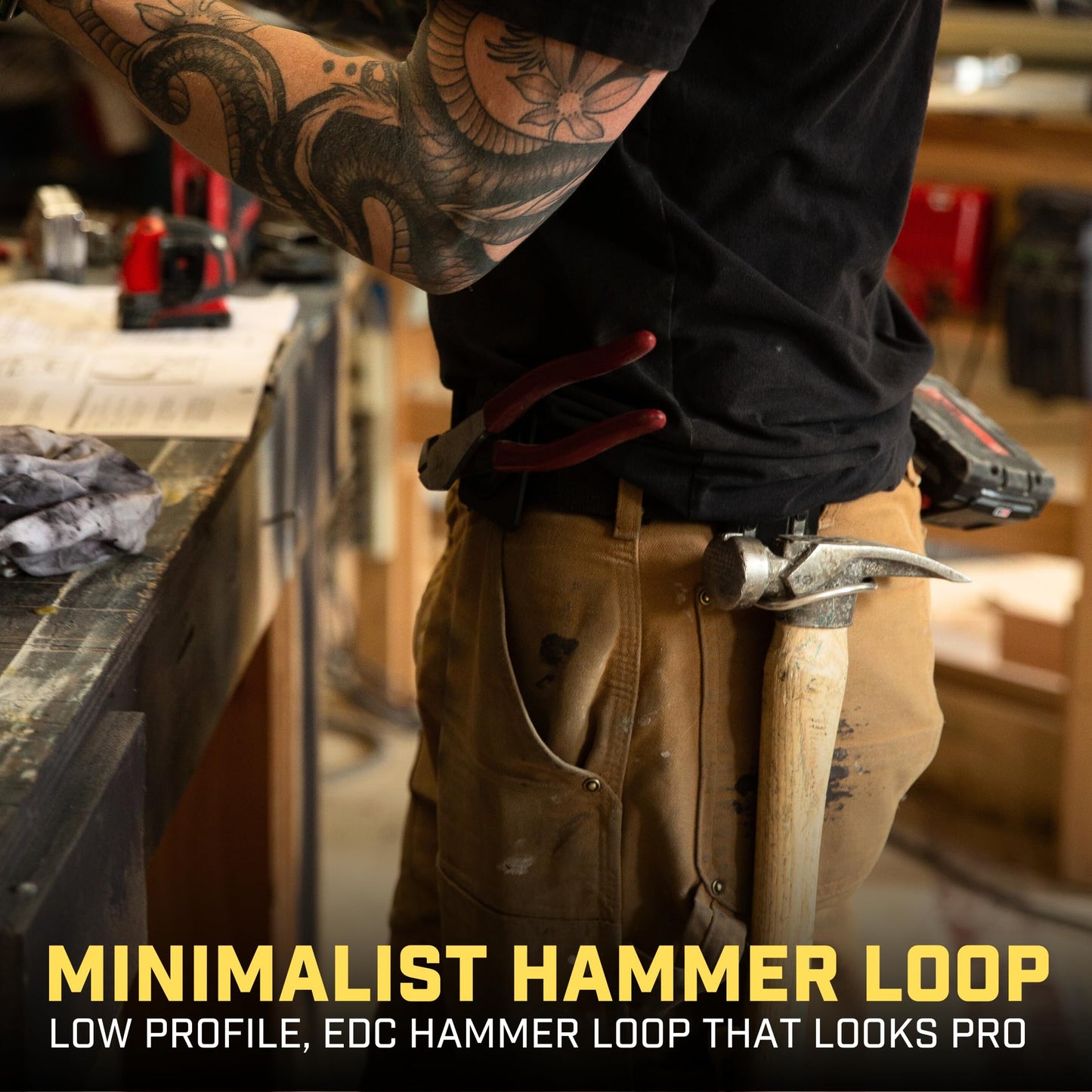 Holstery HammerMaster | Hammer Holder Loop - Clip-On Tool Belt Holster Holds Hammers, Hatchet, or Mallet