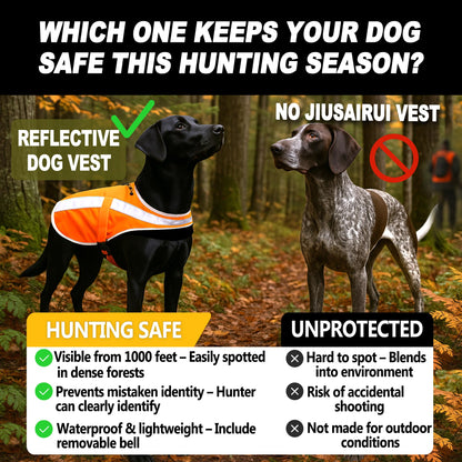 Reflective Dog Hunting Vest – Blaze Orange Safety Vest with Removable Bell, Waterproof and Lightweight (S)