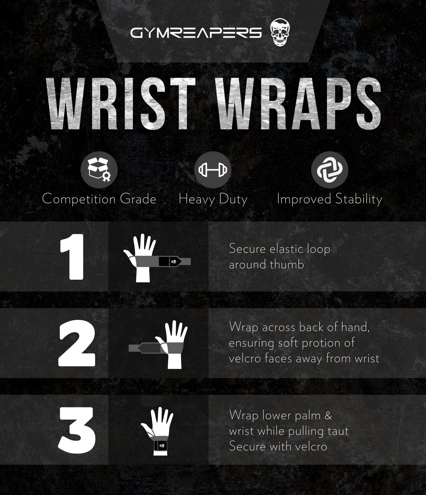 Gymreapers Wrist Wraps Weightlifting - Stiff Heavy Duty 18" Wraps with Thick Thumb Loop for Powerlifting, Bodybuilding, Cross Training, & Heavy Presses (Black - 18")