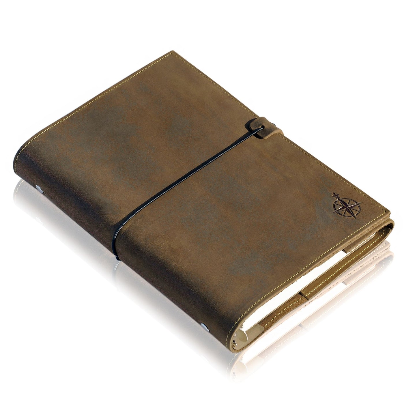 Wanderings A5 Leather Binder Planner - Refillable 6 Ring Journal with Inner Pockets - Hand-Crafted Genuine Leather Organizer- Filofax Compatible. 2026/27 Monthly Weekly Calendar with Notes - 6" x 8.5"