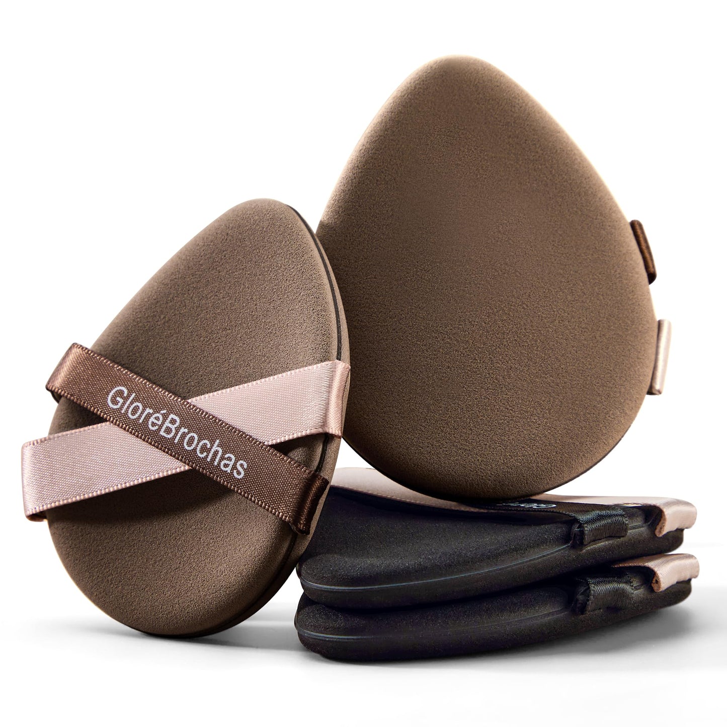 Makeup Sponge Set, GloréBrochas 4PCS Micro Porous Foundation Sponge, Latex-Free PU Makeup Puff, Low Absorption 3.2 Inch Soft Dual-Sided Foundation Puff, Individually Wrapped