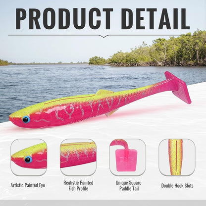 TRUSCEND Soft Fishing Lures - Pre-Rigged Swimbaits with BKK Hooks for Bass, Trout & Walleye | Trembly Sinking Design