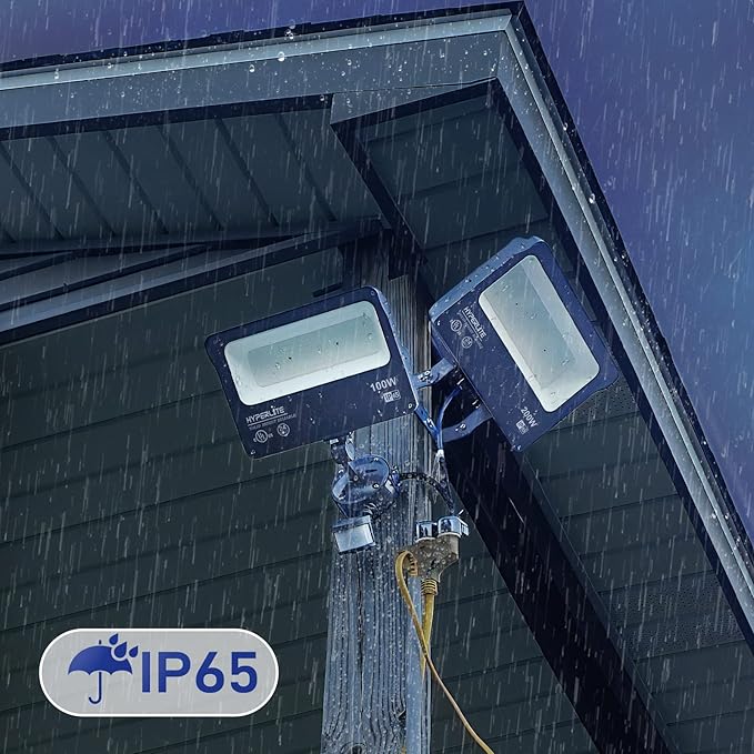 HYPERLITE LED Flood Light 200W 24000LM 5000K Daylight IP65 Waterproof Outdoor Floodlights UL Certified for Court Garden Warehouse