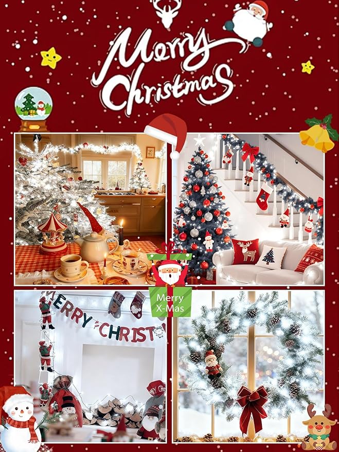 Voice Control Connectable 2PK 164FT 400LED Christmas String Lights Indoor Outdoor with Remote | Smart Twinkle Fairy String Lights 12 Modes & Timer for Xmas Tree Decor (Cool White)