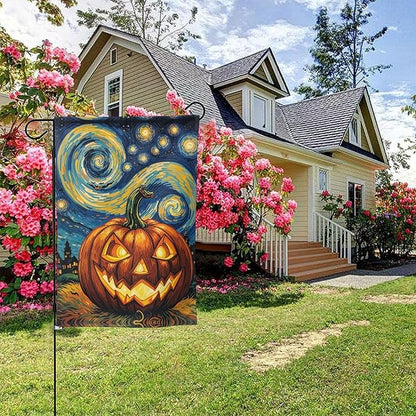 Halloween Scary Pumpkin Garden Flag for Fall Festival Porch Patio Farmhouse Outdoor Yard Decoration Vertical Double Sided Burlap 12.5 x 18 Inch