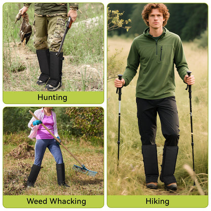 ENPOINT Snake Gaiters - Snake Guards for Legs Men & Women, Black Shoe Gaiters for Hiking, Camping, Fishing, Farm Working, Hunting Equipment, Hunting Gear for Men & Women