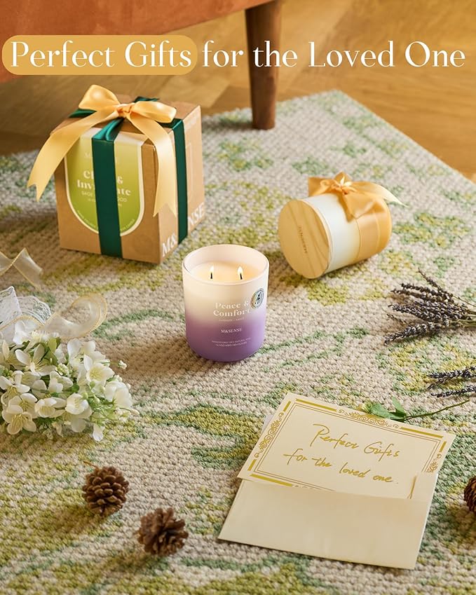 M&SENSE Mandarin Vanilla Candle for Home Scented, 14.1oz Non Toxic 80-Hour Long-Lasting Natural Soy Wax Highly Citrus Scent Aromatherapy Candle for Relaxing Stress Relief & Housewarming