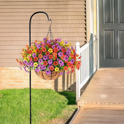Artificial Faux Hanging Plants Flowers Basket for Spring Summer Outdoor Decoration, Fake Silk Daisy in Planter Realistic UV Resistant Look Real for Porch Home Patio Balcony Yard(Multicolor)