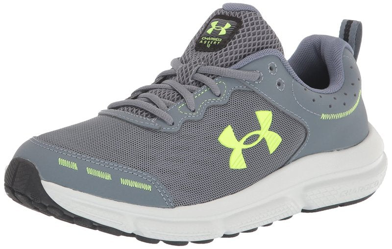 Under Armour Men's Charged Assert 10, (100) Gravel/Gravel/Lime Surge, 9, US