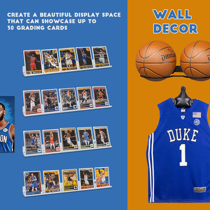 6 Pack Sport Card Display Shelf for Wall - Hold Up to 30 Trading Cards, Acrylic Sport Card Display Rack for PSA SGC BGS Graded Trading Slabs