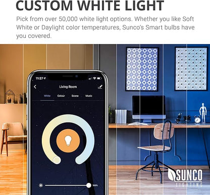 Sunco Smart Globe Bulbs G25 LED, Alexa Compatible LED Decorative Round Vanity Bulbs, 5W, Color Changing RGBCW, Dimmable WiFi Vanity Smart Bulbs for Amazon Alexa, Google Assistant, 2 Pack.