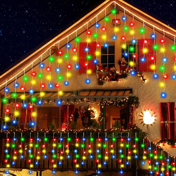 52FT Christmas Lights Outdoor, 512 LED Outdoor String Lights Waterproof Plug in with 8 Modes & Timer, Christmas String Lights for Tree Party, Garden, Holiday Decorations（Multicolor）