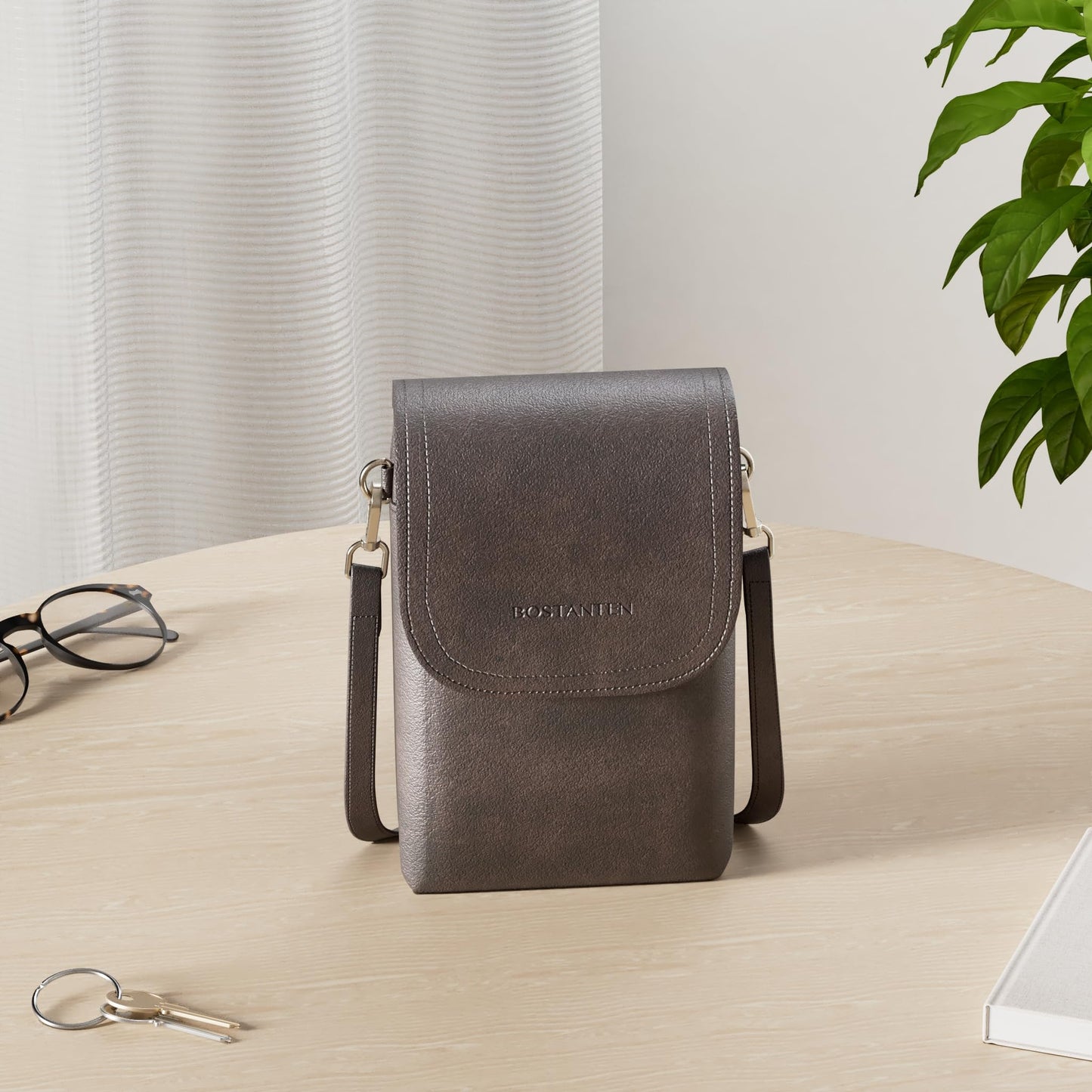 BOSTANTEN Vegan Leather Small Crossbody Bags for Women Designer Cell Phone Bag Wallet Purses Adjustable Strap Retro Coffee