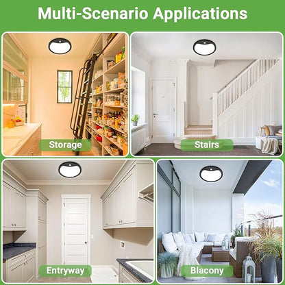 zemty 12inch 24W Motion Sensor Ceiling Light Wired, 3 Sensing Modes Motion Activated Closet Lights Black, 3000K/4000K/6500K Waterproof LED Ceiling Lamp for Pantry Closet Shower Hallway-1Pack