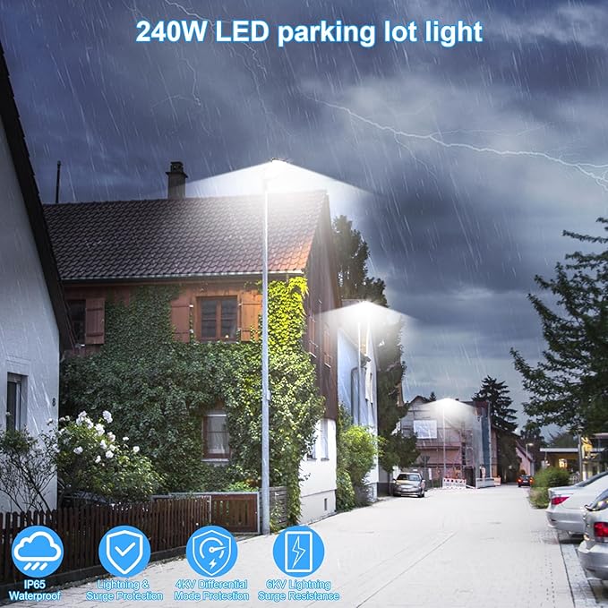 240W LED Parking Lot Light Outdoor,ETL Listed 36000LM Dusk to Dawn LED Flood Lights Commercial 5000K Slip Fitter Mount IP65 Waterproof 85-277V Shoebox Pole Street Light for Barn Yard Driveway