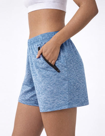Liberty Imports 1 or 5 Pack Womens Lounge Workout Shorts with Zipper Pockets 5" Inseam Lightweight Athletic Casual Shorts