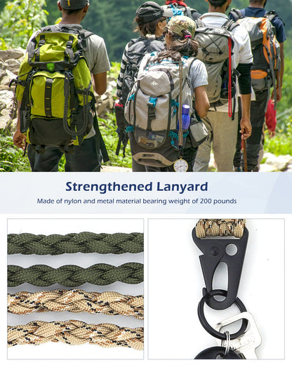 YETOOME 4 Pieces Heavy Duty Neck Lanyard Keychain for Men Women Outdoor Survival, Parachute Rope Necklace Keychains with HK Clip Key Ring for ID Card Badge Holder, Camera, Wallet and Keys