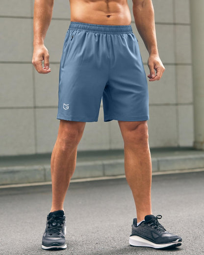 Men's Athletic Running Shorts with Zipper Pockets Quick Dry 7"/ 5"/ 9" Workout Gym Shorts for Basketball Hiking(Federalblue,7XS)
