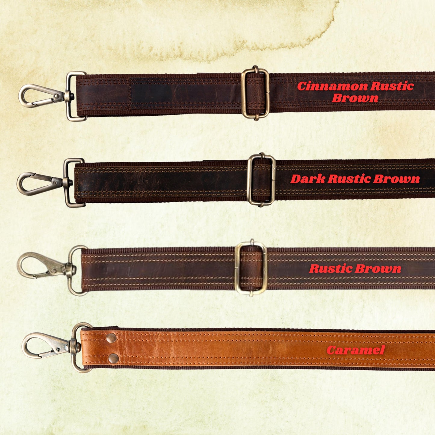 Hell Blues Bag Strap Replacement - Genuine Leather double layered with Brass Swivels Adjustable Shoulder Strap for Messenger, Laptop, Camera, Travel Bags (Cinnamon Rustic Brown)